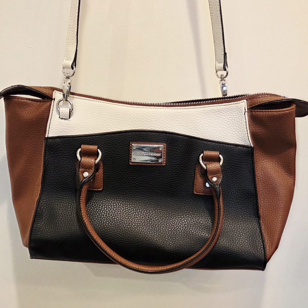 Dana Buchman Black, White, and Brown Shoulder Bag